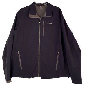 Y2K Eddie Bauer Jacket Mens XL Beige Fleece Lined Windbreaker Outdoor Cabin